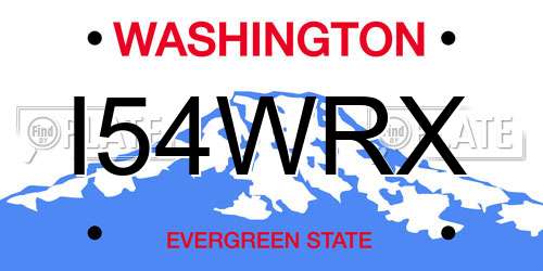 I54WRX Washington License Plate