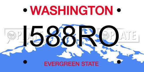 I588RO Washington License Plate