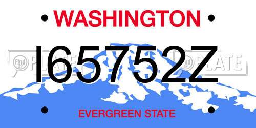 I65752Z Washington License Plate