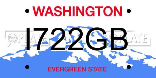I722GB Washington License Plate