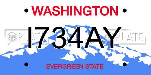 I734AY Washington License Plate