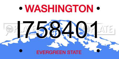 I758401 Washington License Plate