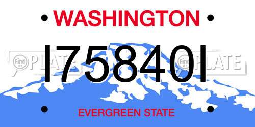 I75840I Washington License Plate