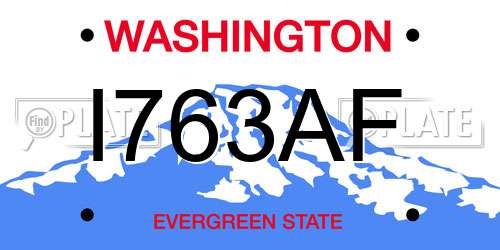 I763AF Washington License Plate