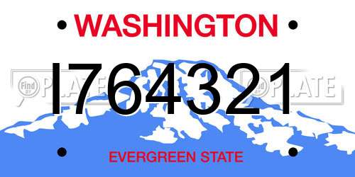 I764321 Washington License Plate