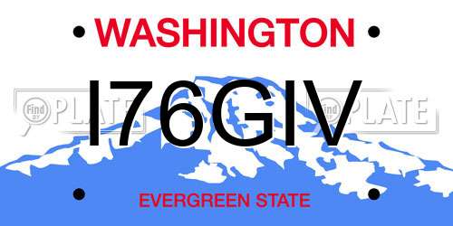 I76GIV Washington License Plate