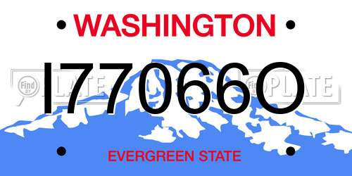 I77066O Washington License Plate