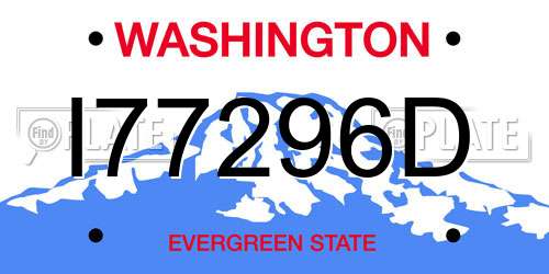 I77296D Washington License Plate