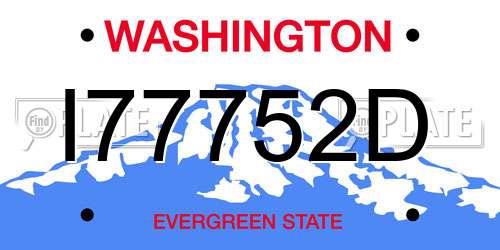 I77752D Washington License Plate