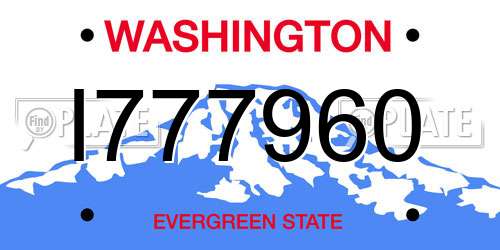 I777960 Washington License Plate