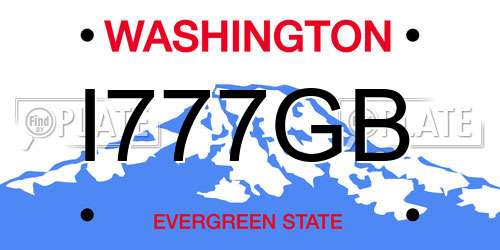 I777GB Washington License Plate