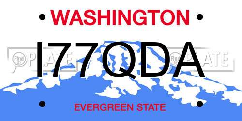 I77QDA Washington License Plate