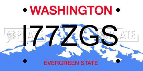 I77ZGS Washington License Plate