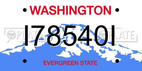 I78540I Washington License Plate