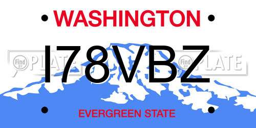 I78VBZ Washington License Plate