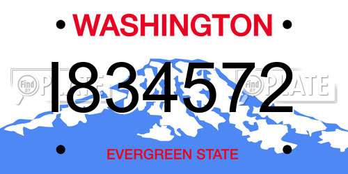 I834572 Washington License Plate