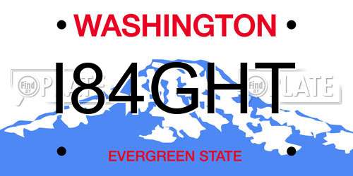 I84GHT Washington License Plate