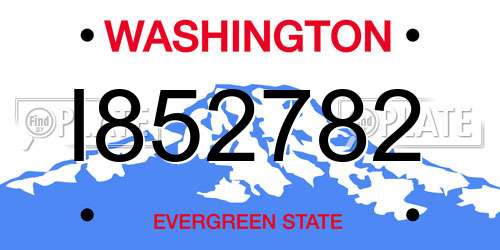 I852782 Washington License Plate