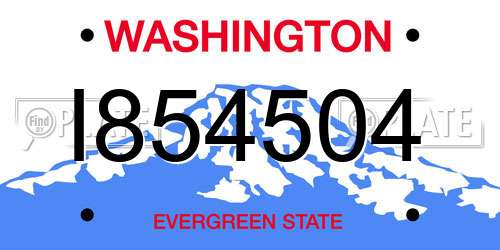 I854504 Washington License Plate