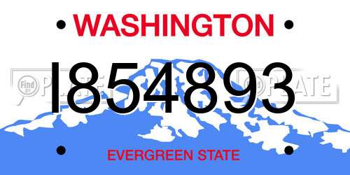 I854893 Washington License Plate