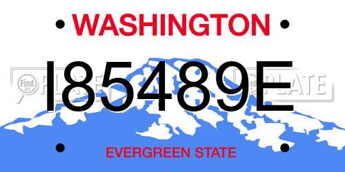 I85489E Washington License Plate