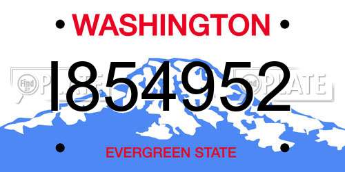 I854952 Washington License Plate