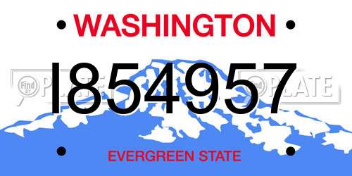 I854957 Washington License Plate