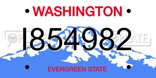 I854982 Washington License Plate