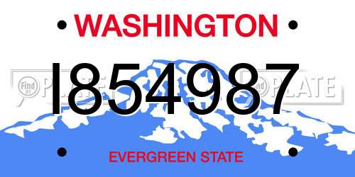 I854987 Washington License Plate