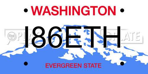 I86ETH Washington License Plate