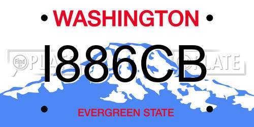 I886CB Washington License Plate