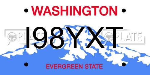 I98YXT Washington License Plate