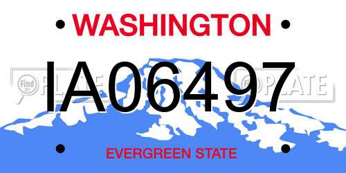 IA06497 Washington License Plate