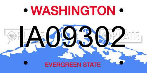 IA09302 Washington License Plate