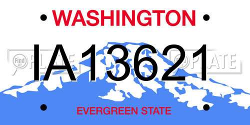 IA13621 Washington License Plate