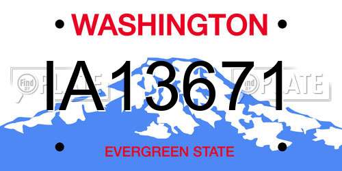 IA13671 Washington License Plate