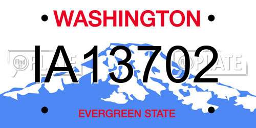 IA13702 Washington License Plate