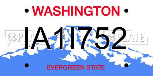 IA1I752 Washington License Plate