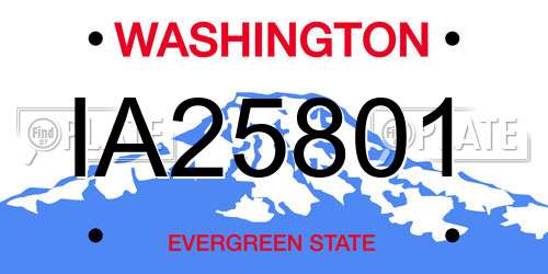 IA25801 Washington License Plate