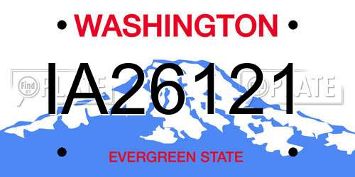 IA26121 Washington License Plate