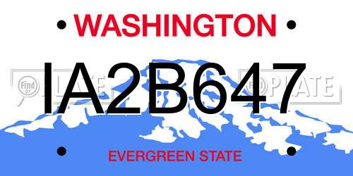 IA2B647 Washington License Plate