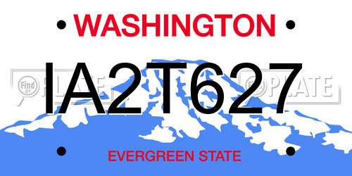 IA2T627 Washington License Plate