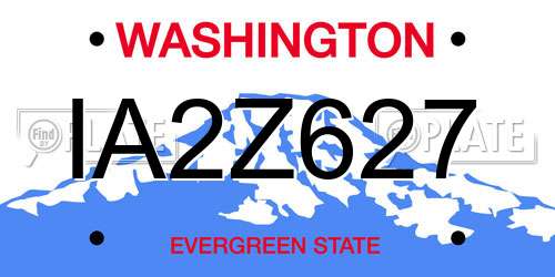 IA2Z627 Washington License Plate