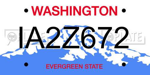 IA2Z672 Washington License Plate
