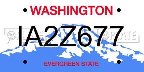 IA2Z677 Washington License Plate