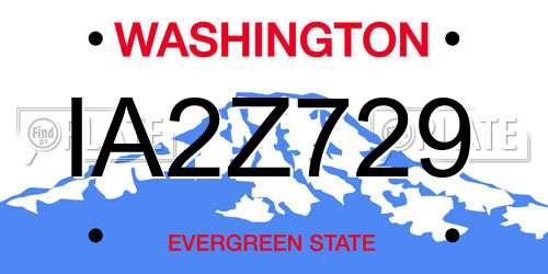 IA2Z729 Washington License Plate