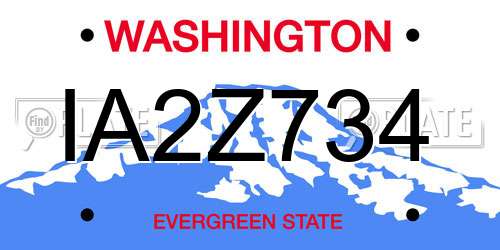 IA2Z734 Washington License Plate