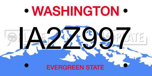 IA2Z997 Washington License Plate