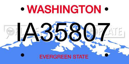 IA35807 Washington License Plate