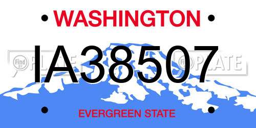 IA38507 Washington License Plate